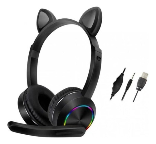 Audifonos Bluetooth Inalambricos Gatito Con Led Para Niños