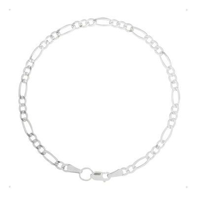 Pulsera Figaro Esclava Plata 925 Diamantado 19cm 3.3mm Pulso Color Plateado Diámetro 20 Cm Largo 19 Cm | MercadoLibre
