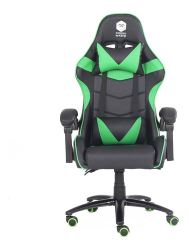 Silla Gamer Kanji Dooku Kj-463t-bg Butaca 180 Negra Y Verde