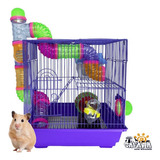 Gaiola Hamster Roedores Completa 3 Andares Savana Pet Cor Roxo