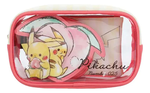 Set De Bolsas De Viaje Cosmetiquera Pikachu Pokémon Anime