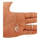 Cadena Con Dije Luna Corazon Cubics Plata 925