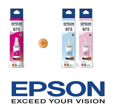 3x Tinta Epson Original  L1800 L1300 T673 Magenta/lc/lm 