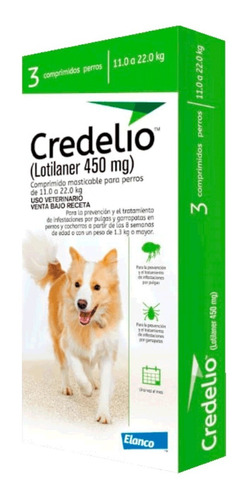 Credelio Anti Pulgas Garrapatas Perros 11kg -22kg X3 Y A