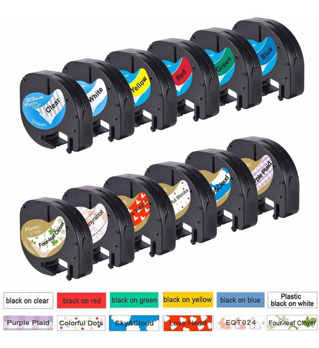 12 Colores De Dymo Letretag Cinta De Papel Para 91201 Lt-100