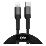 Soku Cable Pro Lighting A Usb C 3a 27w Pd Rudo Para iPhone Color Negro