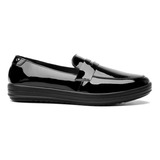 Mocasin Casual / Escolar Mujer Flexi Charol Negro - 109403