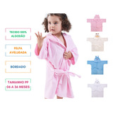 Roupão De Banho Bebê Infantil Atoalhado Bichinhos C/ Capuz