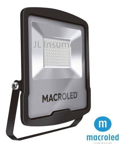 Reflector Led Macroled Fls-100 100w Con Luz Blanco Frío Y Carcasa Negro 220v