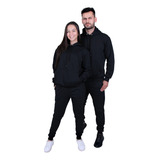 Conjunto Casal Blusa De Frio E Calça Jogger De Moletom Liso