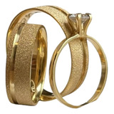 Par Aliança De Ouro 18k Puro Casamento Noivado 5mm 7g + Anel