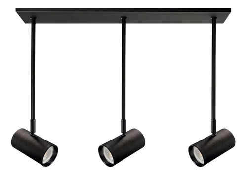 Colgante 3 Luces Spot Tubo Mac Movil Diseño Negro Apto Gu10