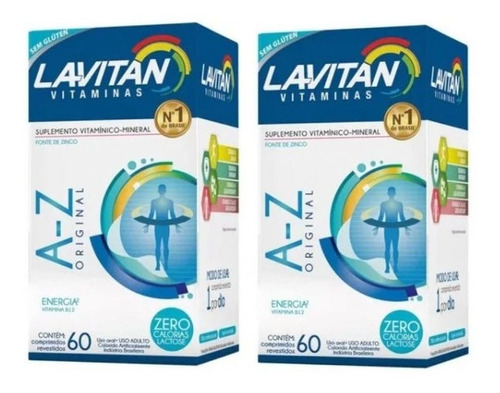 Kit Com 2 Lavitan A-z Cimed Com 60 Comprimidos Original