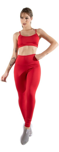 Kit 2 Conjuntos Fitness Top Alça Fina + Calça Legging Suplex