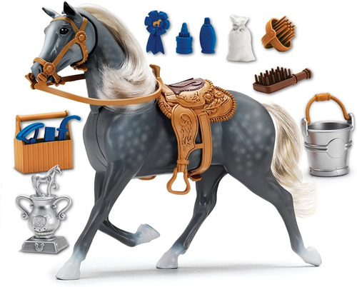 Caballo De Juguete Gris Con Accesorios De Lujo