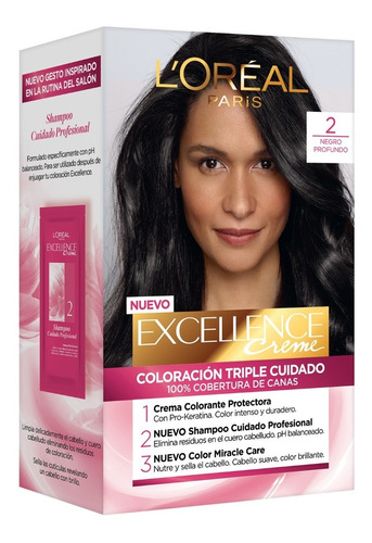 Kit Tintura Excellence Creme Loreal 2 Negro Profundo