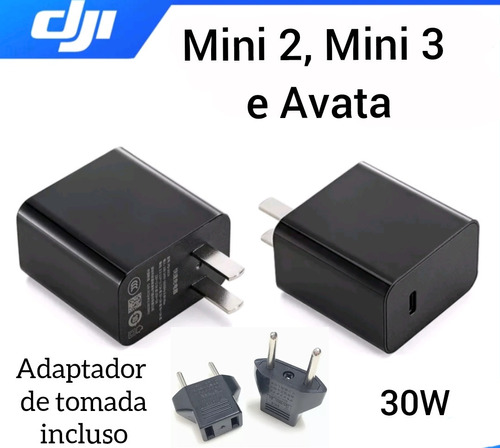 Carregador Dji Mini 3 Pro, 30w, Original, Plug Tomada Brasil