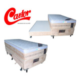 Cama Box C/  Auxiliar + Colchão Castor Solteiro King 96x203