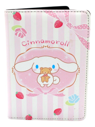 Porta Pasaporte De Cinnamoroll Rosa Fresas -  Para Viajar