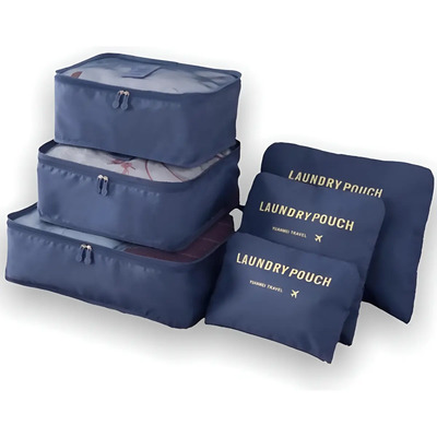 Kit Bolsas De Armazenamento Organizador Para Viagem 6 Pçs Cor Azul-escuro