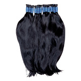 Cabelo Humano 65/70 Cm 100g Indiano Liga Azul Leve Ondulação Cor Castanho