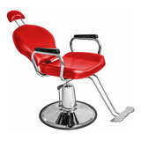 Silla Sillon Reclinable Barberia Salon Estetica Peluqueria Color Rojo