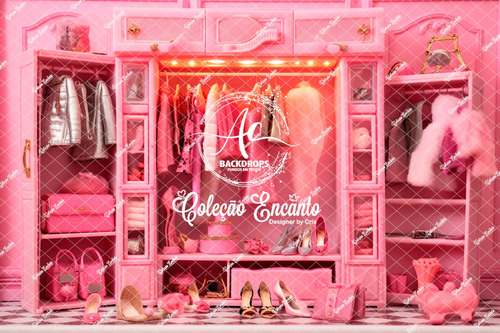 Fundo Fotográfico Tecido 170x250cm Closet Barbie Crisencanto