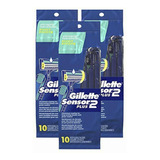 Gillette Sensor2 Plus Men's Disposable Razor, Pivot, 10