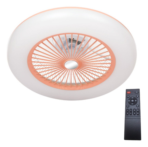 Ventilador De Techo Lampara Led Rosa Claro 3 Tonos Dimmeable