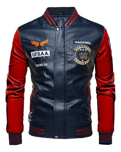 Chaqueta De Béisbol De Cuero De Moda Casual Para Caballero