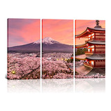 3 Paneles Paisaje Pared Decoración Japón Chureito Pag...