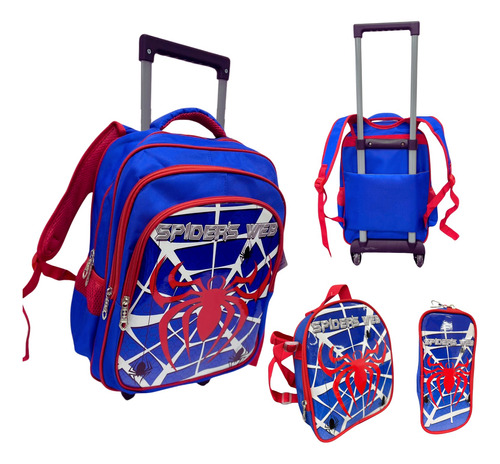 Mochila Spiderman Escolar Infantil Rodinha Suporte Garrafa