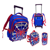 Mochila Spiderman Escolar Infantil Rodinha Suporte Garrafa