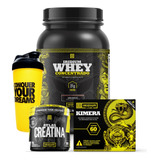 Kit Whey Protein + Kimera Thermo + Creatina + Coqueteleira Sabor Chocolate