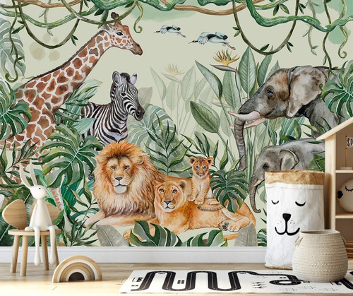 Mural Vinilo Decorativo Safari Animales De La Selva África 