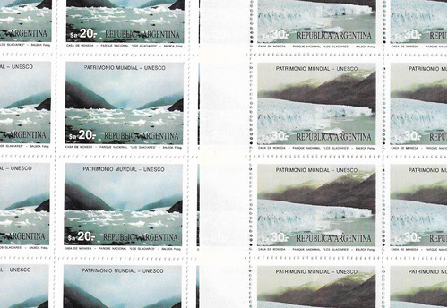 Argentina Mint´84 Los Glaciares 2 Planchas Comp Serie 1484/5