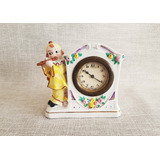 Antiguo Reloj De Mesa Alemán En Porcelana