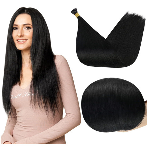 Extensiones Cabello Real 40gr 16in 50pz Negro Jet