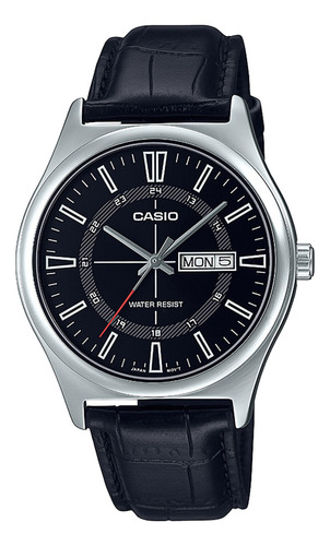 Reloj Hombre Casio Mtp-v006l-1cudf Core Mens Color De La Correa Negro Color Del Bisel Plateado Color Del Fondo Negro