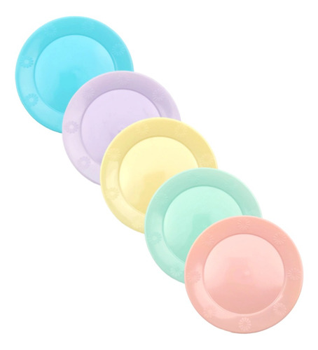 10 Platos 23cm Plastico Duro Descartable Hermosos Colores!