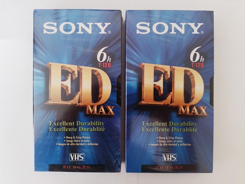 2 Fitas Vhs Sony Ed Max T-120 Lacradas