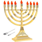 Electric Hanukkah Menorah Led Bulbs - Batteries Or Usb Power