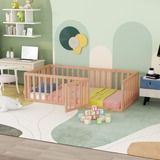 Fanyhome Twin Size Floor Bed Frame, Wood Montessori Floor Be