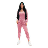 Jumpsuit De Terciopelo Stretch Para Mujer 