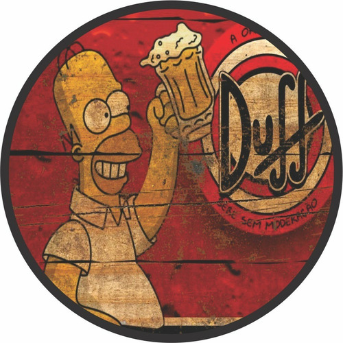 Placa Decorativa Mdf Redonda Homer Duff Bares Área Gourmet 
