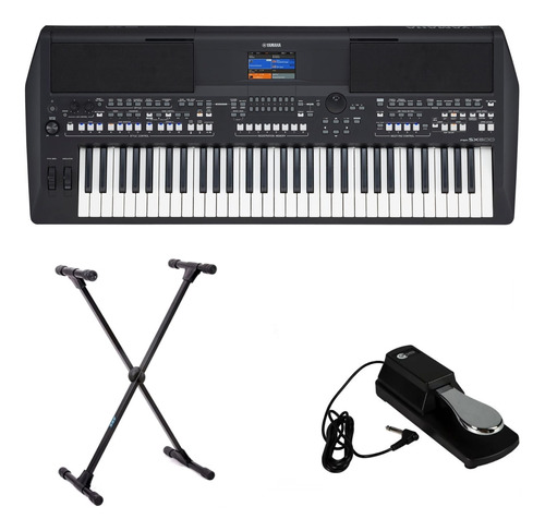 Kit Teclado Yamaha Psr Sx600 Com Suporte E Pedal Sustain