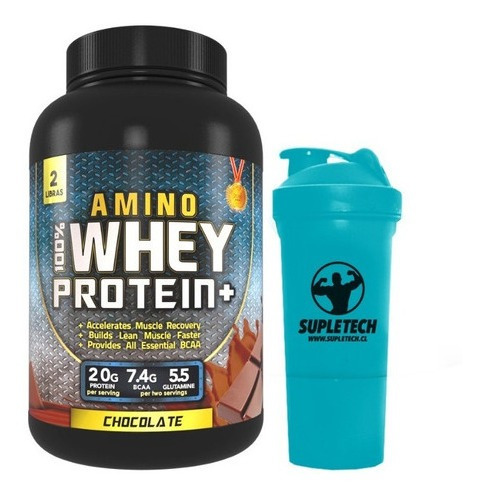 100% Amino Whey Protein 2 Lb - Foodtech + Shaker Blue