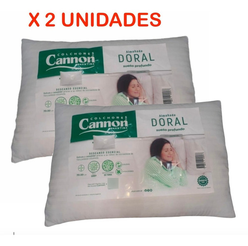 Pack X 2 Almohadas Cannon Doral 70x50 Cm Fibra Siliconada