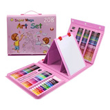 Set Maleta 208 Pzs Arte Niños Caballete Color Crayon Pintura