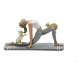 Escultura Decorativa Yoga Mulher E Gatos